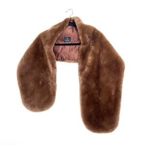 Adrianna Papell Capelet Wrap Brown Faux-Fur Formal